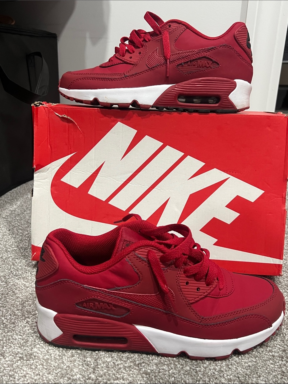 Nike Red Air Max Sneakers with White Midsole 6.5